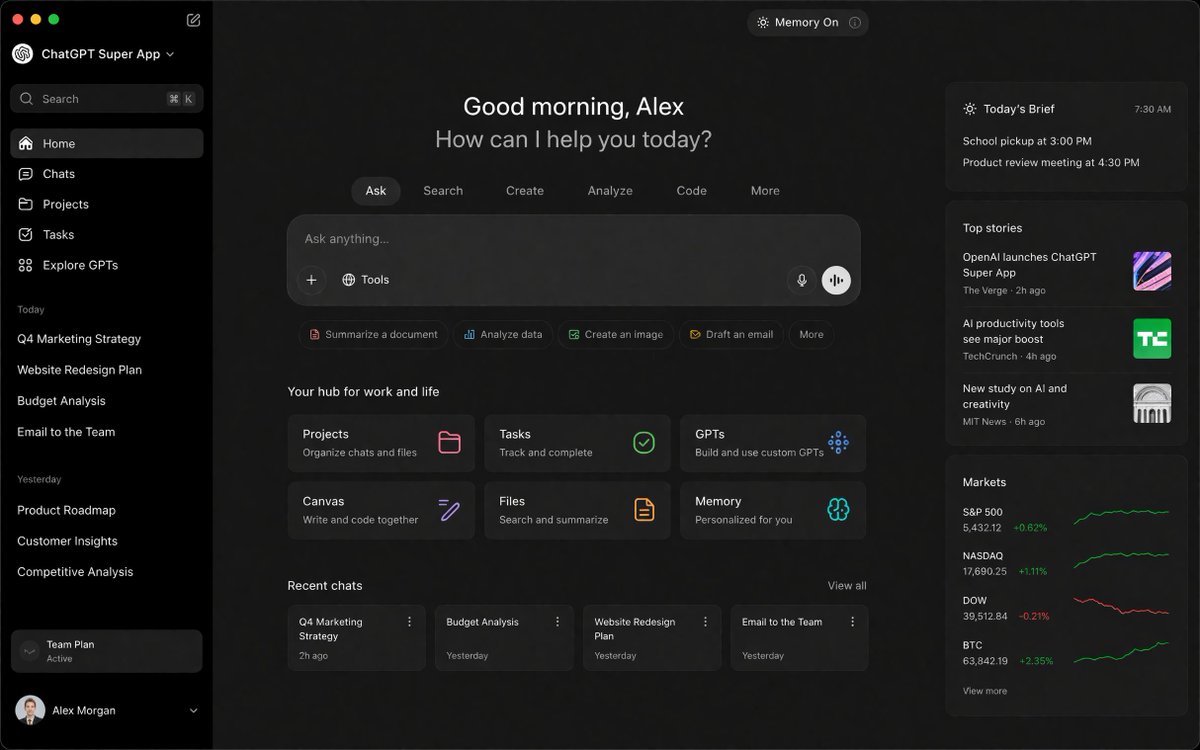 用于生成 ChatGPT 超级应用界面计算机截图的提示词。